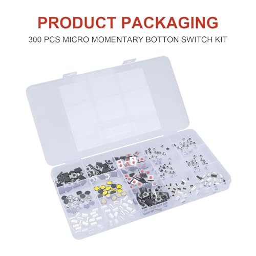 300 Pcs 15 Value Micro Momentary Tactile Switch Assortment Kit - style: 300 Pcs 15 Value