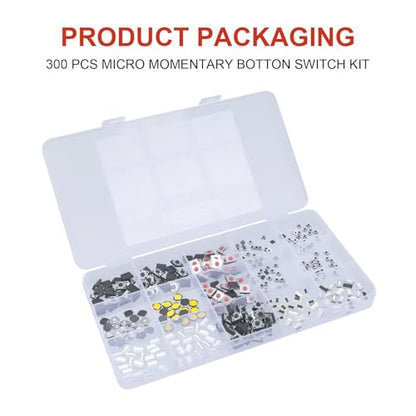 300 Pcs 15 Value Micro Momentary Tactile Switch Assortment Kit - style: 300 Pcs 15 Value