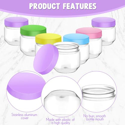 Tanlade 60 Pcs 3 oz Clear Plastic Mini Mason Jars with Lids, Colorful - color: Colorful