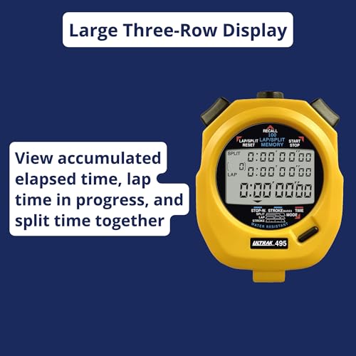 Ultrak 100 Lap Memory Timer, Yellow - color: Yellow