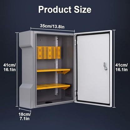 Electrical Junction Box Metal 16.1"x13.8"x7.1" Waterproof Steel Enclosure Weatherproof Project Box with Internal Mounting Panel Hinged Cover - size: 16.1"x13.8"x7.1"
