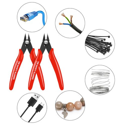 HongWay 5pcs Red 5" Micro Flush Cutters for Electronics Crafts - color: Red