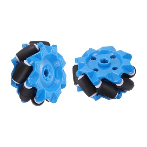 MECCANIXITY 1Set Mecanum Wheels Set, 52mm / 2.05" ABS Rubber Omnidirectional Wheels for Smart Robot Car Parts DIY Models Accessories, Blue