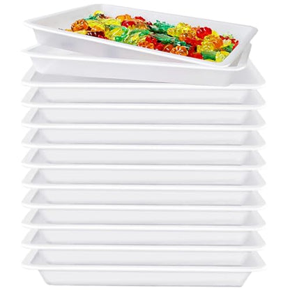 12 Pack Plastic Art Trays,Activity Tray Organizer Serving Tray,Serving Organizer Tray for Kids,School,Home,Painting,Beads,DIY Projects(White) - color: White