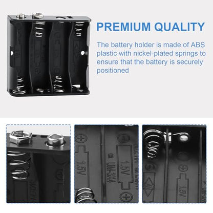 4 x AA Battery Holder with Standard snap Connector, Part # BH341 (2 Pack) - size: 2 PACK