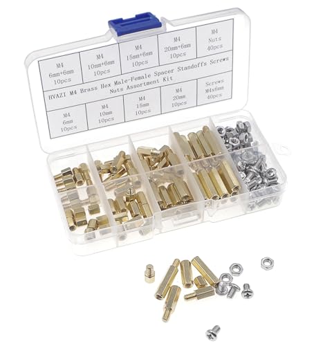 160PCS M4 Brass Male-Female Hex Standoffs Kit w/ 304 SS Screws & Nuts - size: M4