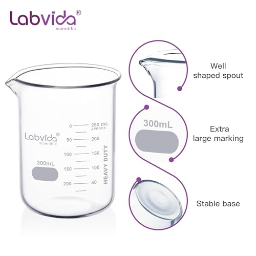 6pcs 300ml 3.3 Borosilicate Glass Thick Beakers, LVA021 - style: 6pcs of Vol.300ml