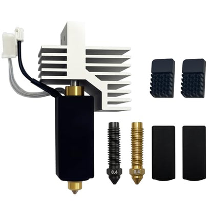 0.4mm Ceramic Hotend Print Head Extruder- for Elegoo Centauri Carbon, with 0.4mm Hardened Steel Nozzle/0.4mm Brass Nozzle+2PCS Silicone Cover Case+2PCS Nozzle Brushes - color: Hotend, size: 0.4MM Nozzles x 2