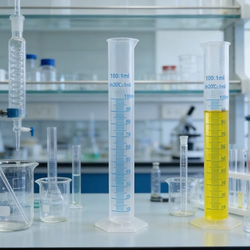 5 Pcs 100ml Plastic Measuring Cylinder, Transparent 2-Sided Graduated Cylinders Lab Supplies Laboratory Tools