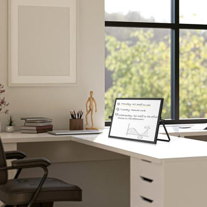 Double-Sided Magnetic White Board with Stand, 16" x 12" (Black) - color: Black, size: 16"W x 12"H