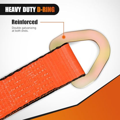 Nilight 4PCS 2"x 38" Axle Tie Down Straps with Protective Sleeve D-Ring - color: 2in x 38in Axle Tie Down Straps 4Pcs Orange