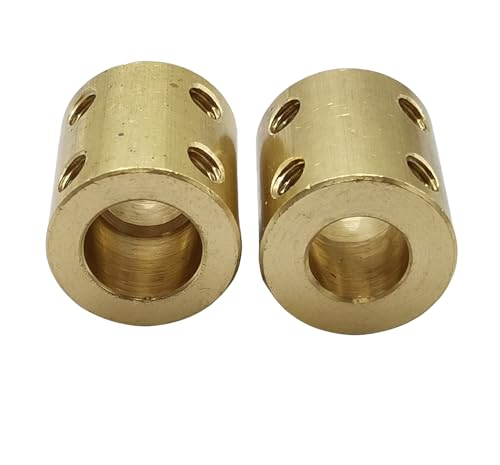 5pcs 10mm to 12mm Bore Rigid Coupling Set Screws,Brass Motor Shaft Coupling Coupler Connector with Screws and Wrench for 3D Printer DIY Encoder Car Model Shaft RC Robot - size: 10mm to 12mm