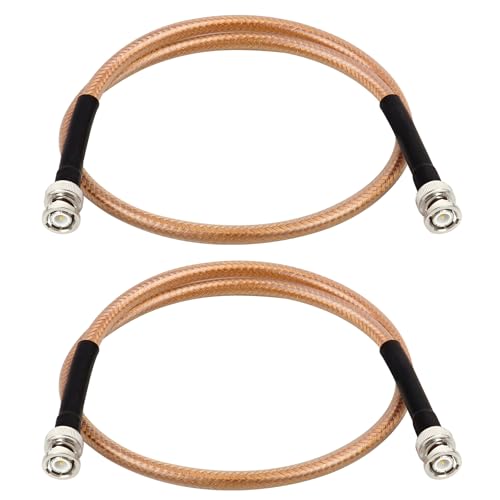 RG8X BNC Extension Cable, Low Loss BNC Male to BNC Male Coaxial Cable, 50 Ohm Flexible Coax Jumper with Dual-Layer Strain Relief for CCTV Security Camera, RF Antennas, Oscilloscope 2FT 2PCS - size: 2FT 2PCS