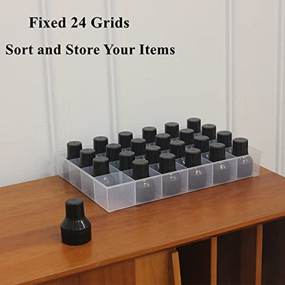 2 Pack Fixed 24 Grids Clear Plastic Organizer Sorting Tray - size: Fixed 24 Grids