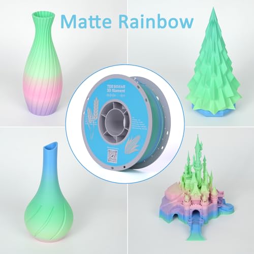 Matte Rainbow PLA 3D Printer Filament, 10 Rolls,1KG Spool(2.2lbs) 1.75mm 3D Printing Multicolor Gradient Filament Bundle for Most FDM 3D Printers,10 Different Matte Rainbow Colors - color: 10*1kg Matte Rainbow 2