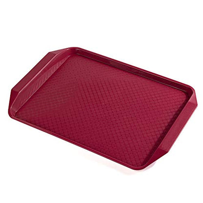 Aebeky Plastic Fast Food Tray,16.7 by 11.8-Inch,Set of 12 (Wine Red) - color: Red