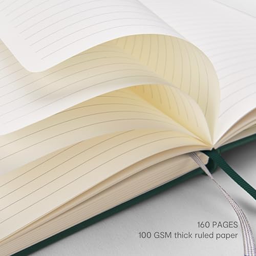 &And Per Se Lined Notebooks Bulk 5-Pack, A5 Hardcover Journal, 160 Pages 100gsm Thick Paper, Classroom Supplies for Students, Teachers, College Ruled Notebooks for School Office (Green) - color: Green, style: 5 Pack-Lined