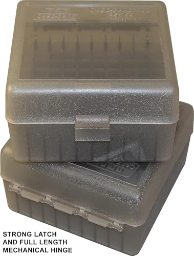 MTM RS-100-41 100 Round Rifle Ammo Box | Flip-Top | 223 204 Ruger 6x47 | Indestructible polypropylene, Snap-lock latch | USA Made | Clear Smoke - color: Clear Smoke