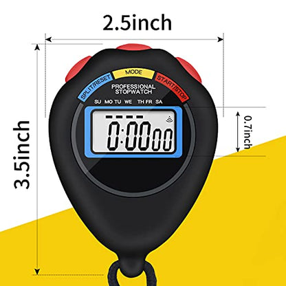 Pgzsy 6 Pack Multi-Function Electronic Digital Sport Stopwatch Timer, Large Display with Date Time and Alarm Function,Suitable for Sports Coaches Fitness Coaches and Referees