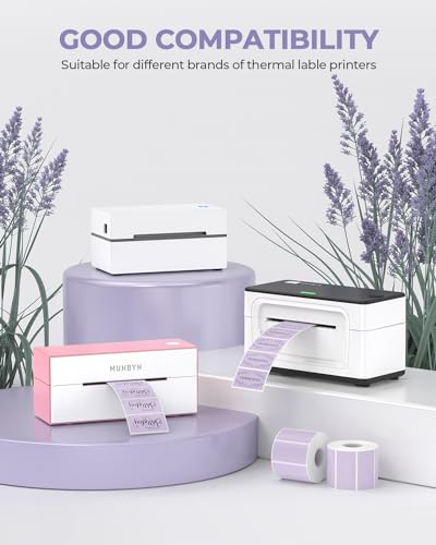 MUNBYN 2.25x1.25 Thermal Labels, 1000 Sheets/Roll, Purple - color: Purple, size: 2.25" x 1.25"