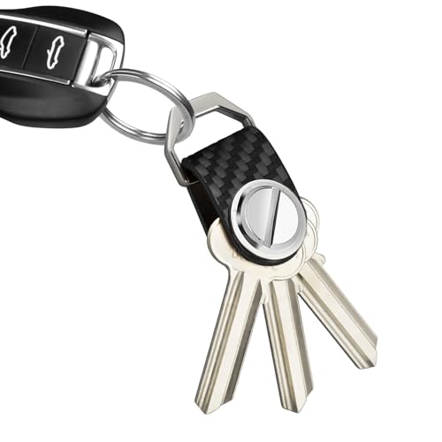 Carbon Fiber Key Organizer Compact Key Holder Minimalist Keychain for Men Women,Expandable Key Case Holds Up to 8 Keys - color: Black