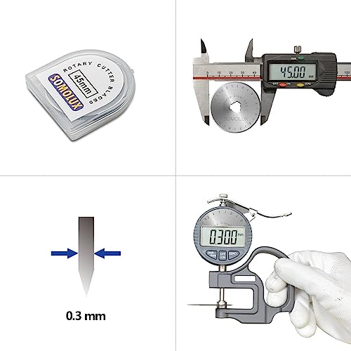 SOMOLUX Rotary Cutter Blades 45mm 10 Pack Refill Fits OLFA,DAFA,Truecut Replacement, Quilting Scrapbooking Sewing Arts Crafts,Sharp and Durable - color: 45mm Rotary Blade