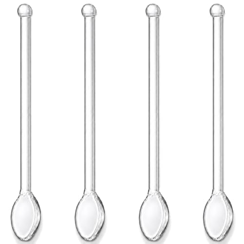 Glass Stirring Rods 5.4 Inch Clear Glass Teaspoon Stirrers Long Handle