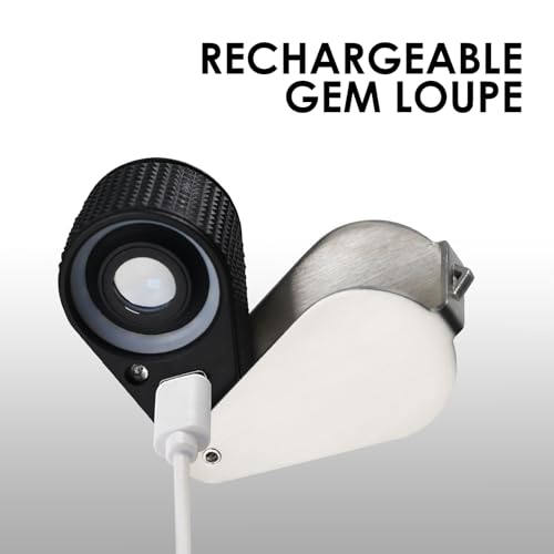 30X Loupe Magnifier USB Rechargeable 6 White and 6 UV Lights, 22mm Optical Lens Illuminated Pocket Foldable Eye Loupe Sewing Magnifying Glass for Watches, Coins, Currency, Stamps,Circuit Board