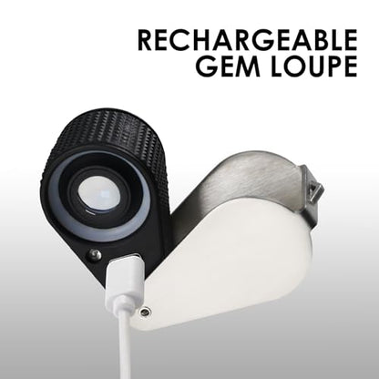 30X Loupe Magnifier USB Rechargeable 6 White and 6 UV Lights, 22mm Optical Lens Illuminated Pocket Foldable Eye Loupe Sewing Magnifying Glass for Watches, Coins, Currency, Stamps,Circuit Board