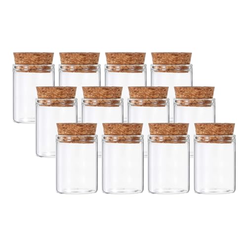 PATIKIL 15ml Test Tubes, 12pcs 1.57x1.18 Glass Clear Flat Bottom Test Tube Containers with Cork Stopper for Bead Party Candy Bath Salt Storage Scientific Experiment Plant Propagation - size: 15ml