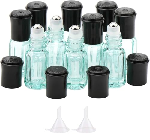 Kesell 3ml Roller Bottles, 10-Pack Mini Glass Roll On for Essential Oils - color: light blue