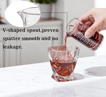 Ackers Shot Glass Etching Scale Measuring Cup 4 Ounce/120ML Liquid Heavy High Espresso Glass Cup,V-Shaped Spout - color: White Etching Scale (Pack of 1)