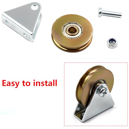 1.5" Bearing Wheel Wire Rope Pulley Block Bearings Bearing Wire Rope Guide Wheel for Lifting with Triangular Bracket L Bracket, 300LB (Bracket/U) - color: bracket/U