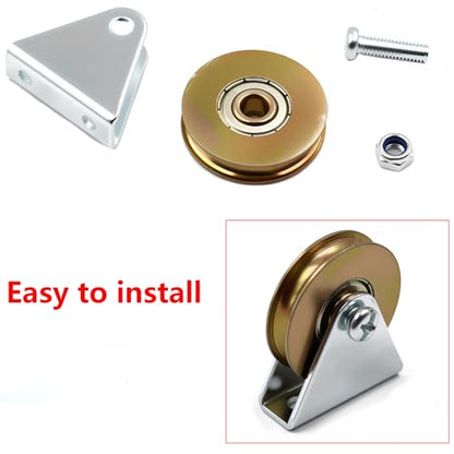 1.5" Bearing Wheel Wire Rope Pulley Block Bearings Bearing Wire Rope Guide Wheel for Lifting with Triangular Bracket L Bracket, 300LB (Bracket/U) - color: bracket/U