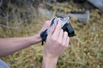 SPUDZ Ultra Microfiber Lens Cleaner with Closeable Bottom – Clip-On Pouch, Washable – for Binoculars, Scopes, Glasses, Screens | Ultra Titanium, 6 x 6 Inch - color: Titanium, size: 6 x 6 Inch
