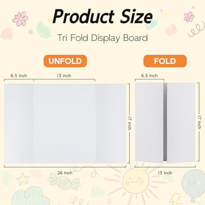 4 Pack Trifold Poster Board, 17x26 White Presentation Display Board - size: 17x26, style: 4 Pack