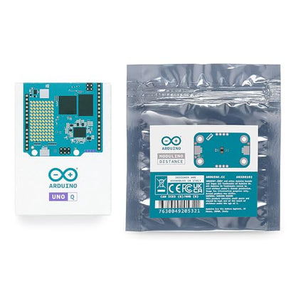 Arduino UNO Q 4GB + Modulino Distance — Plug‑and‑Play Time‑of‑Flight Sensor Bundle for AI, IoT, Robotics & Prototyping | Linux + Arduino | No‑Solder Modular Expansion