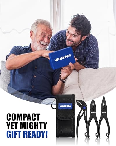 WORKPRO 3-Piece Mini Pliers Set with Pouch, Pocket Pliers, EDC Tool Gift - color: Black