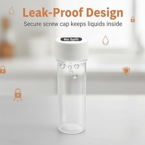 12Pcs 25ml Plastic Test Tubes with Caps – 24x85mm Clear Flat Test Tubes for Lab, Bath Salts, Candy Storage, Beads Display, Party Decoration & Sample Testing