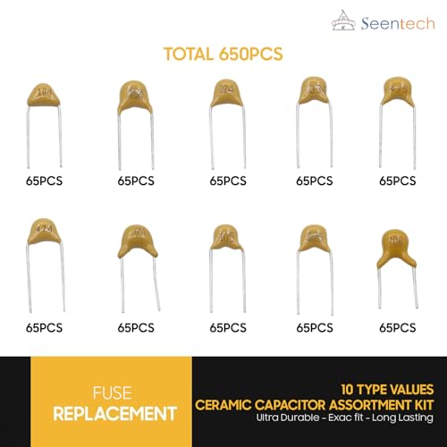 Seentech 650PCS Ceramic Capacitor Assortment Kit – 10 Value Multilayer Capacitors from 0.1uF to 10uF with Labeled Storage Box for DIY Electronics, Repair & Prototyping