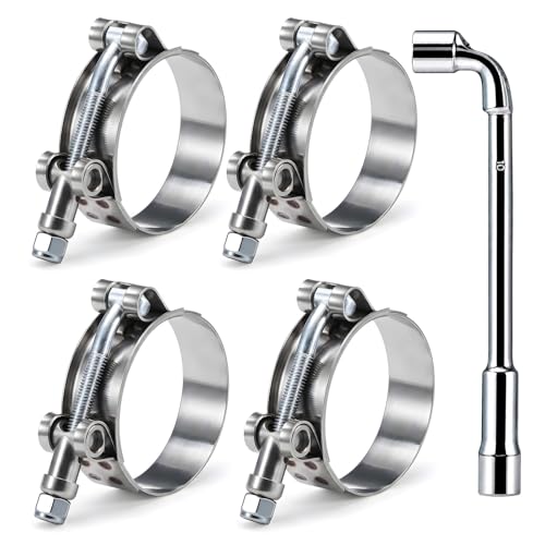 4 Pack 1-3/16 Inch T Bolt Hose Clamps 34-40mm, Heavy Duty Stainless Steel Turbo Intercooler Clamps for Fuel Line Motorcycle Radiator - size: 34-40mm(1.33"-1.57") 4Pcs