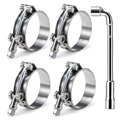 4 Pack 1.75 Inch T Bolt Hose Clamps Working Range 51-57mm for 1.75 Inch Hose ID, Stainless Steel Turbo Intake Intercooler Clamps - size: 51-57mm(2"-2.24") 4Pcs