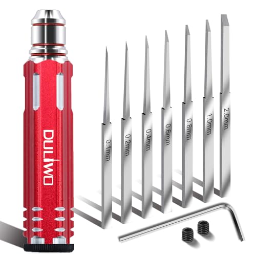 Model Scriber Chisel 7 Blades (0.1/0.2/0.4/0.6/0.8/1.0/2.0mm) - color: Red