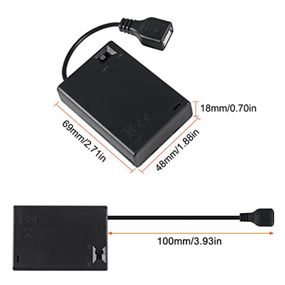 3pcs 3 AA Battery Holder USB Female Socket 3 AA Battery Case Box Holder with Cover and On/Off Switch - color: 3 AA Battery Holder with USB