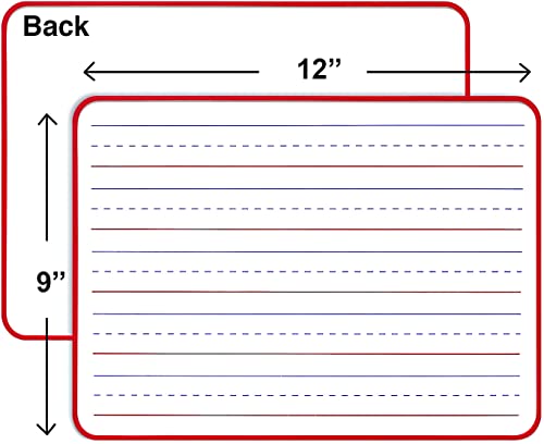SCRIBBLEDO Magnetic Lined Dry Erase Whiteboard 9 x 12, Double Sided - color: Red