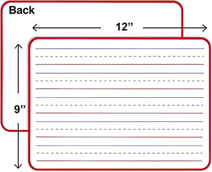 SCRIBBLEDO Magnetic Lined Dry Erase Whiteboard 9 x 12, Double Sided - color: Red