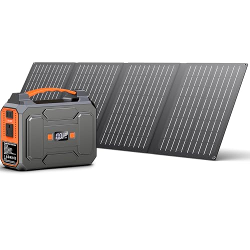 Solar Powered Generator 100W, Portable Power Station with Solar Panels 40W - color: Grey & Orange