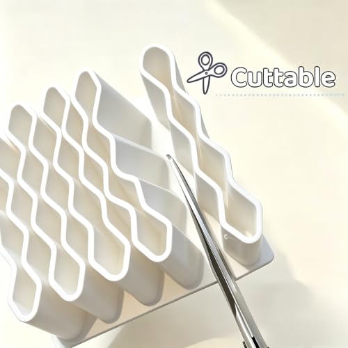 1PCS 32-Slot Tube Organizer Rack, Tiered Desktop Storage Box with Label Sections, Multi-Layer Vertical Space-Saving Stand for Cosmetics, Crafts & Small Items(White) - color: White