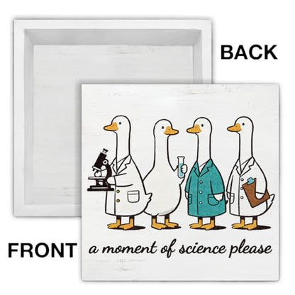 Funny Science Teacher Decor Chemistry Teacher Wood Block Sign a Moment of Science Wood Sign for Laboratory Classroom Office Desk Decoration 5x5 Inch, Back to School Gifts