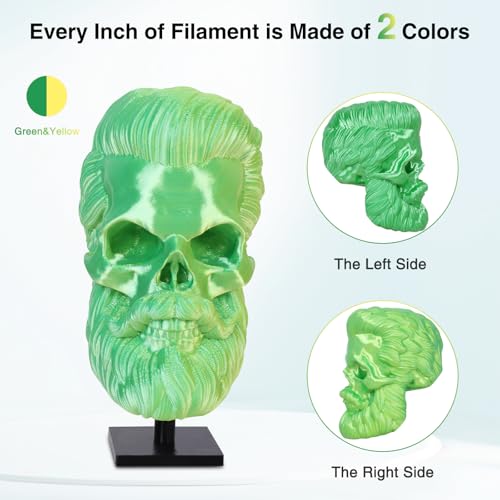 Silk PLA Filament 1.75mm Dual Color Bundle, Bluegreen+YellowGreen - color: Blue Green+yellow Green